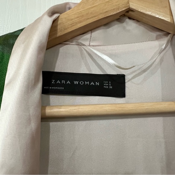 Brand New with tags Zara Green Long Floral Print Kimono Belted Duster Jacket S - Picture 5 of 11